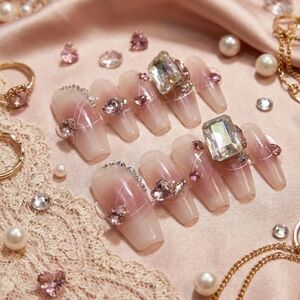 Blinged Out Press On Coffin Nail Set